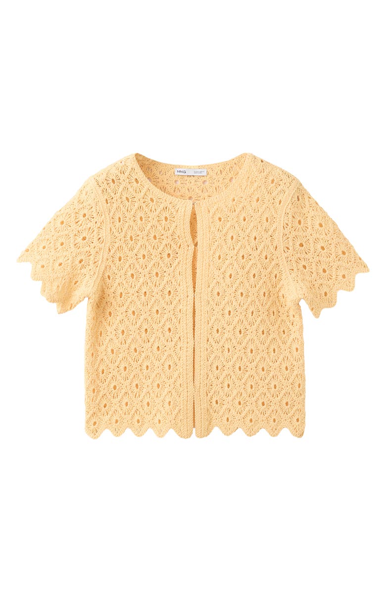 MANGO Openwork Crochet Knit Top, Alternate, color, Yellow