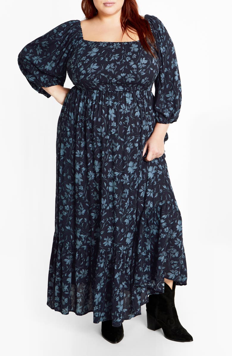 City Chic Mckenzie Floral Long Sleeve Maxi Dress, Main, color, Floral
