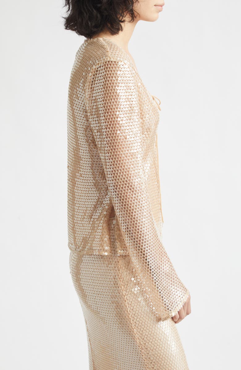 Toccin Zuri Sequin Flare Sleeve Top, Alternate, color, Sand Dune