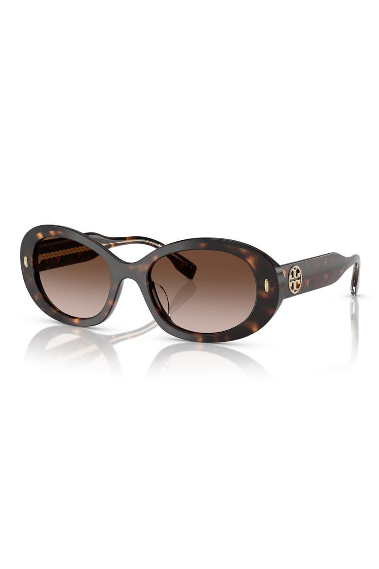 53mm Gradient Oval Sunglasses, Alternate, color, TORTOISE