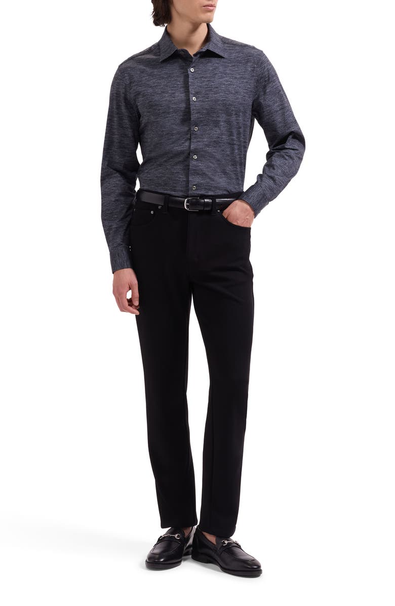 Bugatchi James OoohCotton<sup>®</sup> Space Dye Button-Up Shirt, Alternate, color, Black