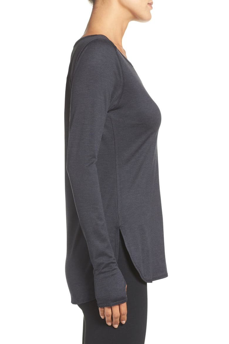 'Rejuvenate' Keyhole Long Sleeve Tee, Alternate, color, BLACK