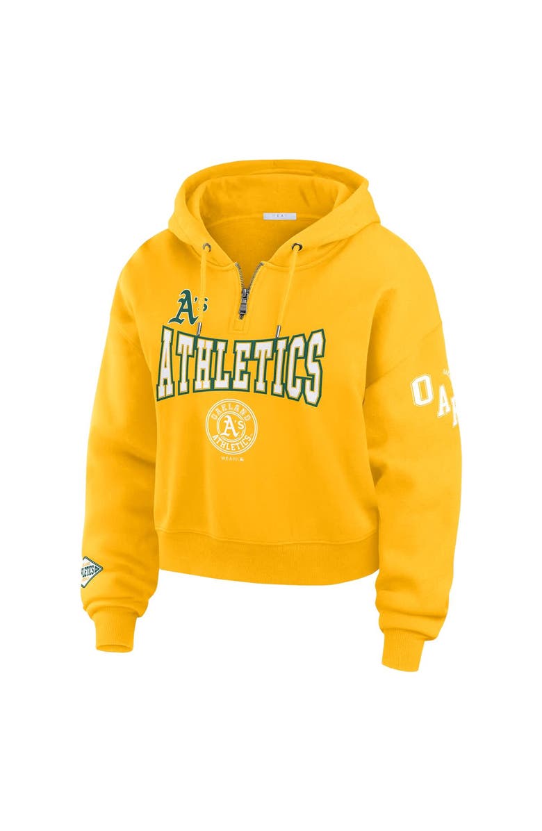 WEAR by Erin Andrews Women's WEAR by Erin Andrews Gold Oakland Athletics  Patch Quarter-Zip Hoodie, Alternate, color, Gold
