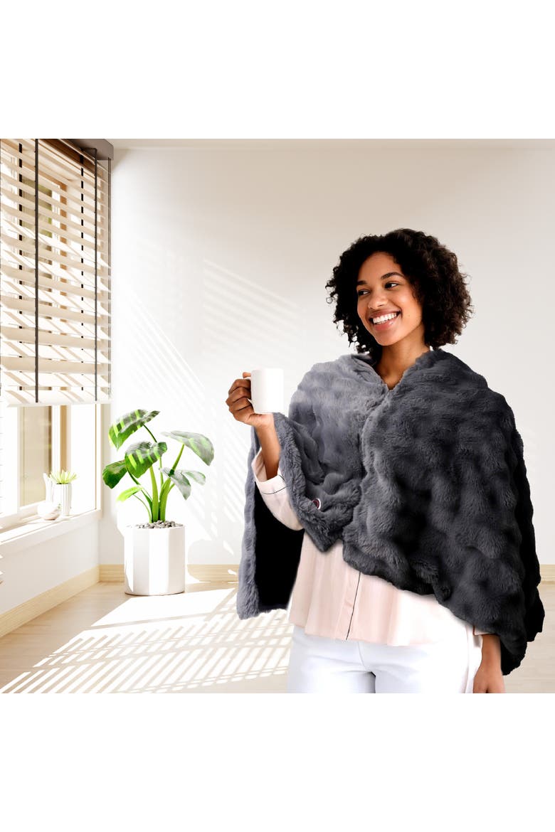 Electric Plush Heated Poncho Shawl & Ultra-Compact Power Bank, Alternate, color, Multicolor