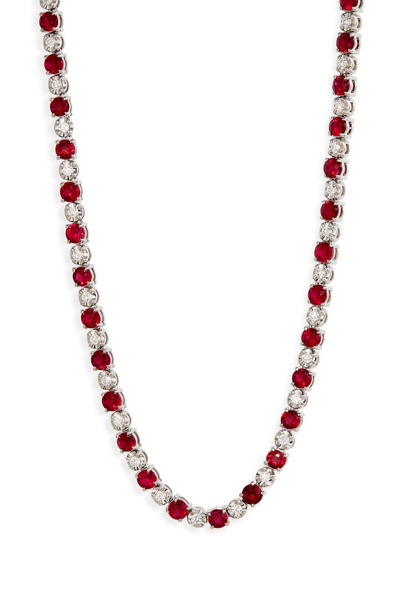 VALANI ATELIER Ruby & Diamond Eternity Necklace, Main, color, White Gold/ Ruby/ Diamond