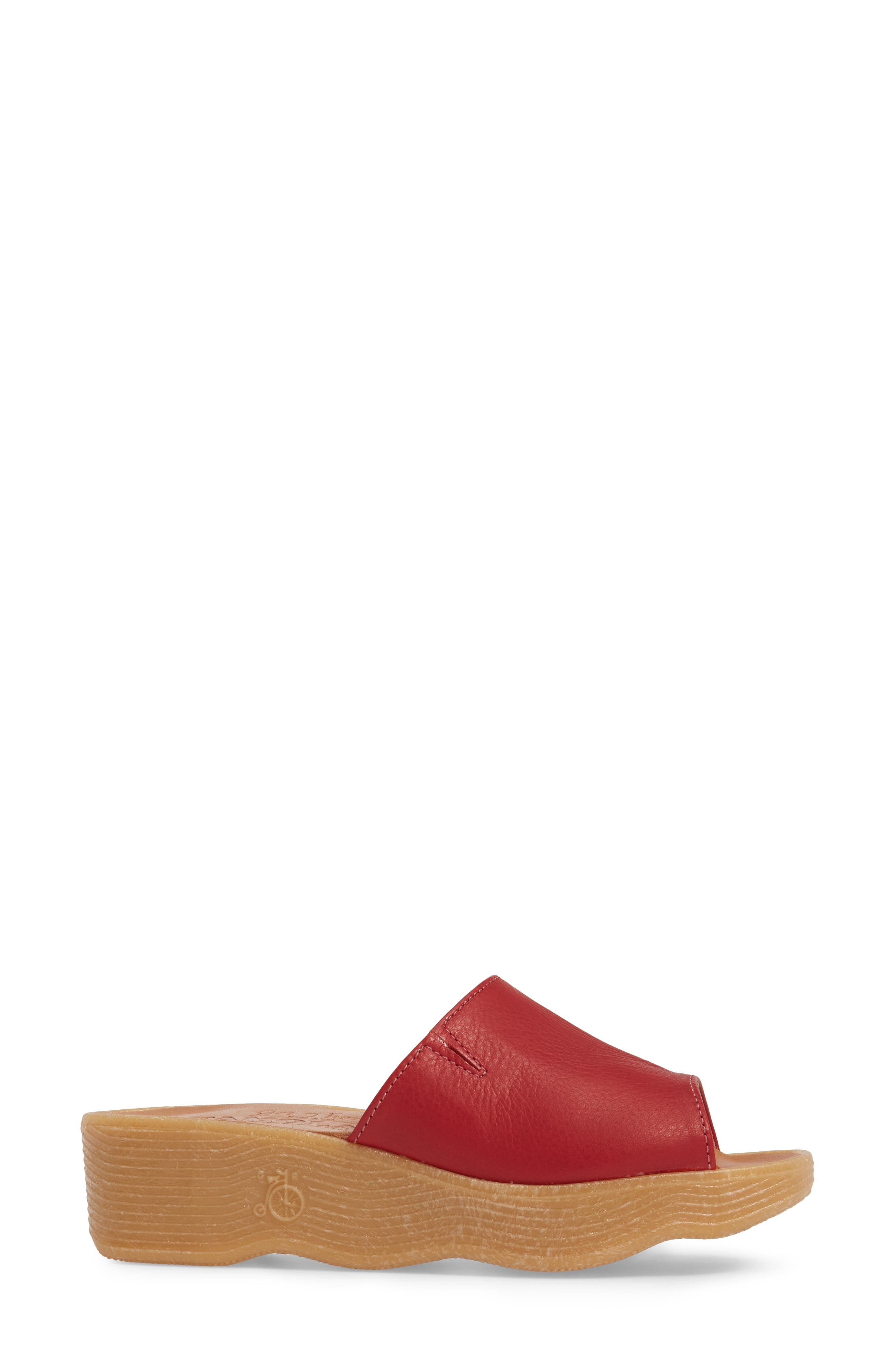 Slide N Sleek Wedge Slide Sandal, Alternate, color, RED LEATHER