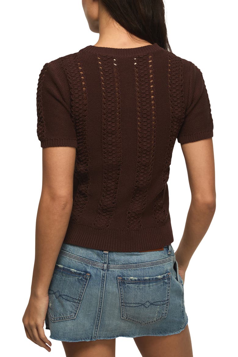 Pointelle Short Sleeve Sweater, Alternate, color, PEPPERCORN