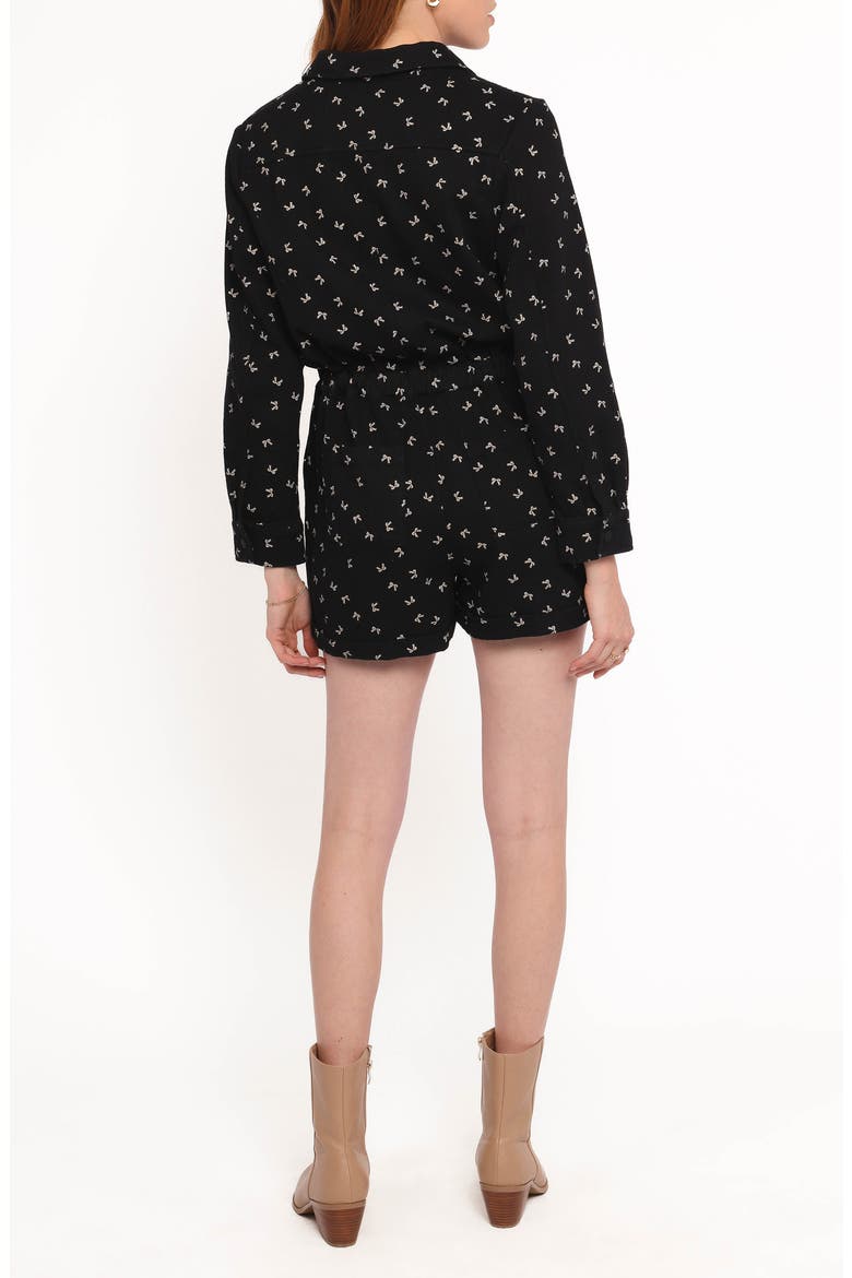 Niqui Long Sleeve Romper, Alternate, color, BLACK CREAM
