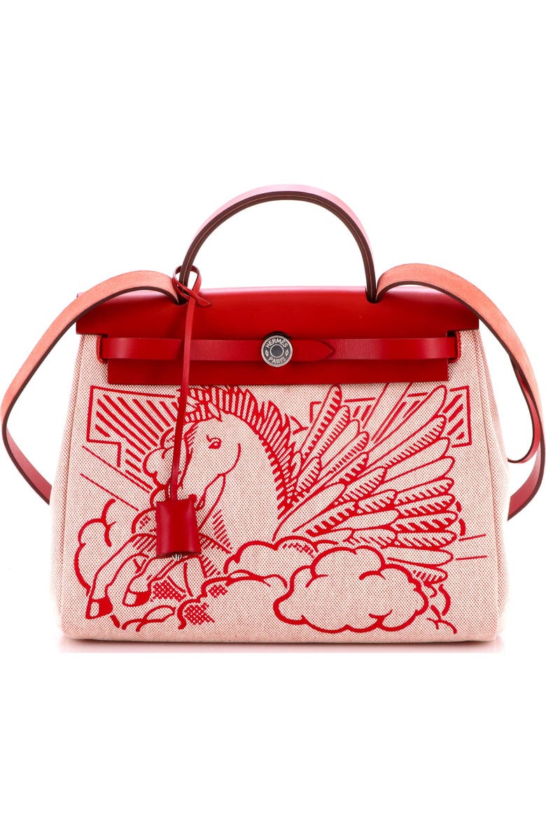 Pre-Owned Hermes Herbag Zip Pegase Pop Toile and Leather 31, Main, color, Rouge Piment