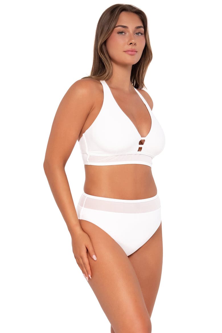 Annie High Waist Bikini Swim Bottoms, Alternate, color, White Lily