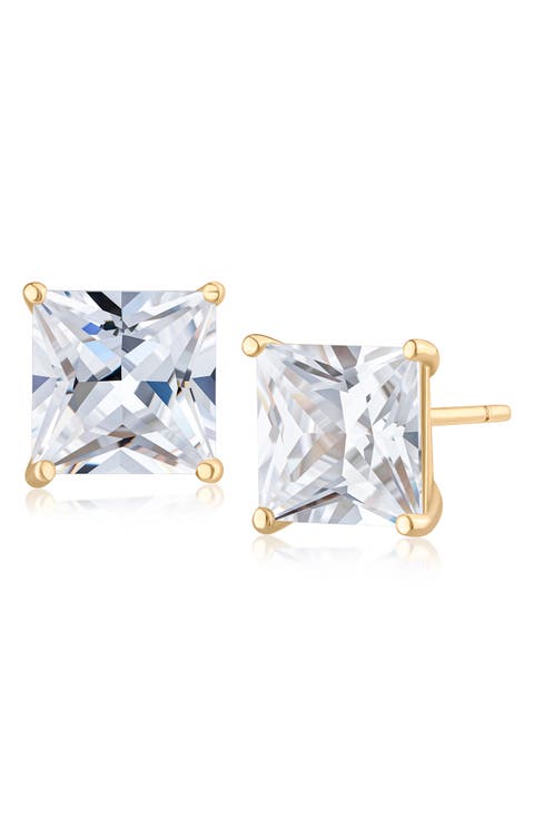 Princess Cut Cubic Zirconia Stud Earrings