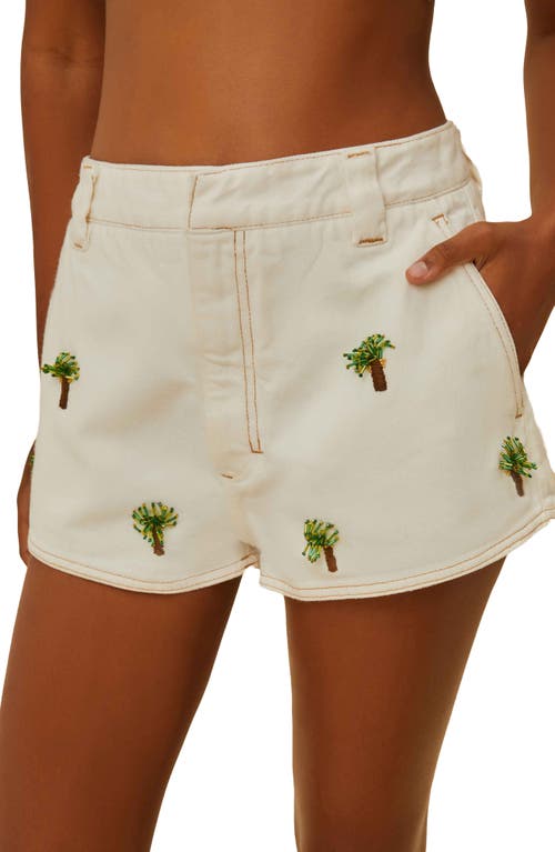 Farm Rio Embroidered Coconut Tree Shorts