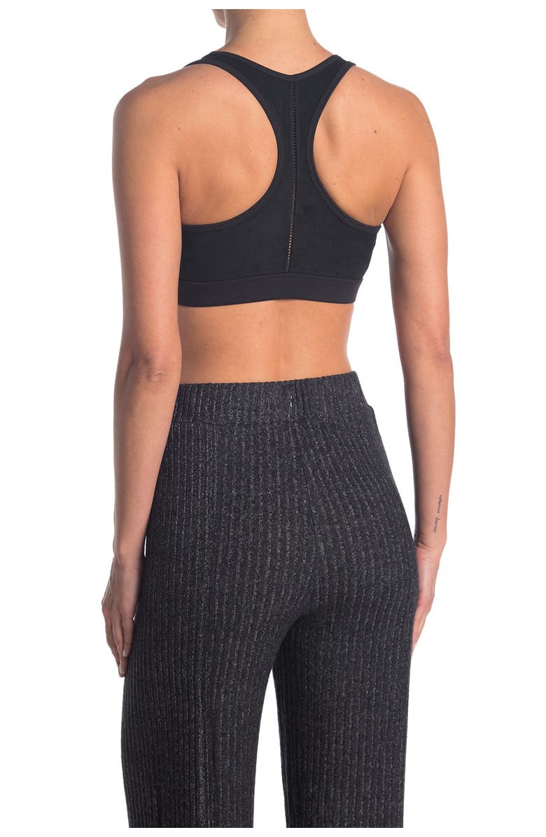 Splendid Suede & Jersey Racerback Sport Bra, Alternate, color,