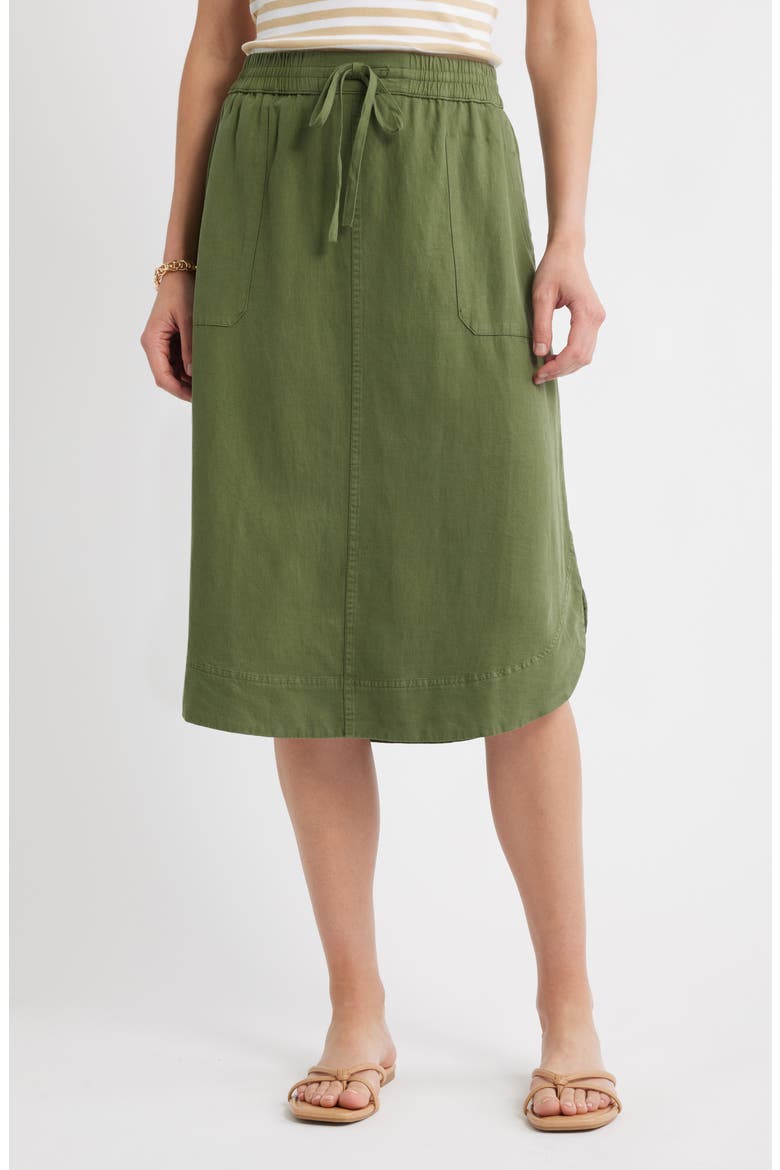 Easy Tencel™ Lyocell & Linen Blend Skirt, Main, color, GREEN BRONZE