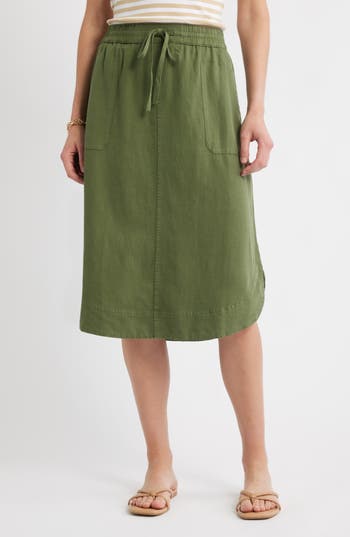 Caslon ® Easy Tencel™ Lyocell & Linen Blend Skirt In Green