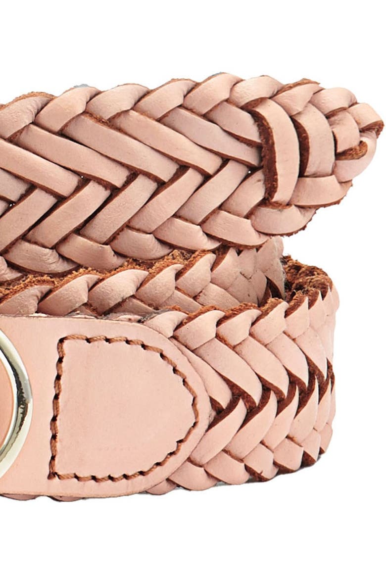 Woven Leather Belt, Alternate, color, Rose