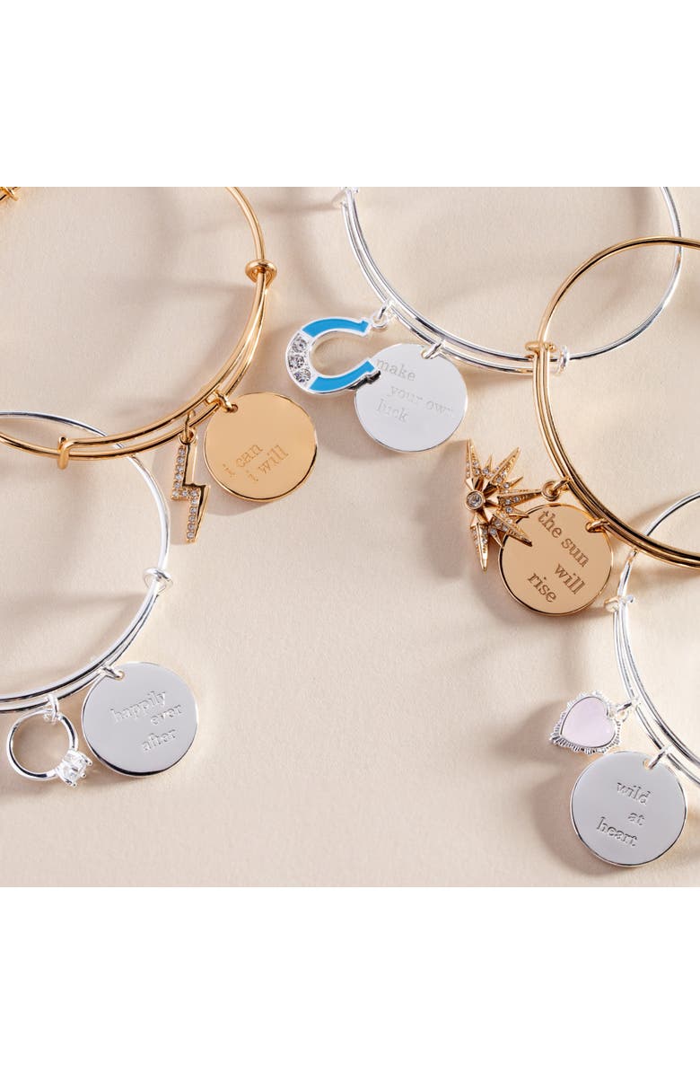 Alex and Ani Make Your Own Luck Duo Charm Bangle Bracelet, Alternate, color, Silver