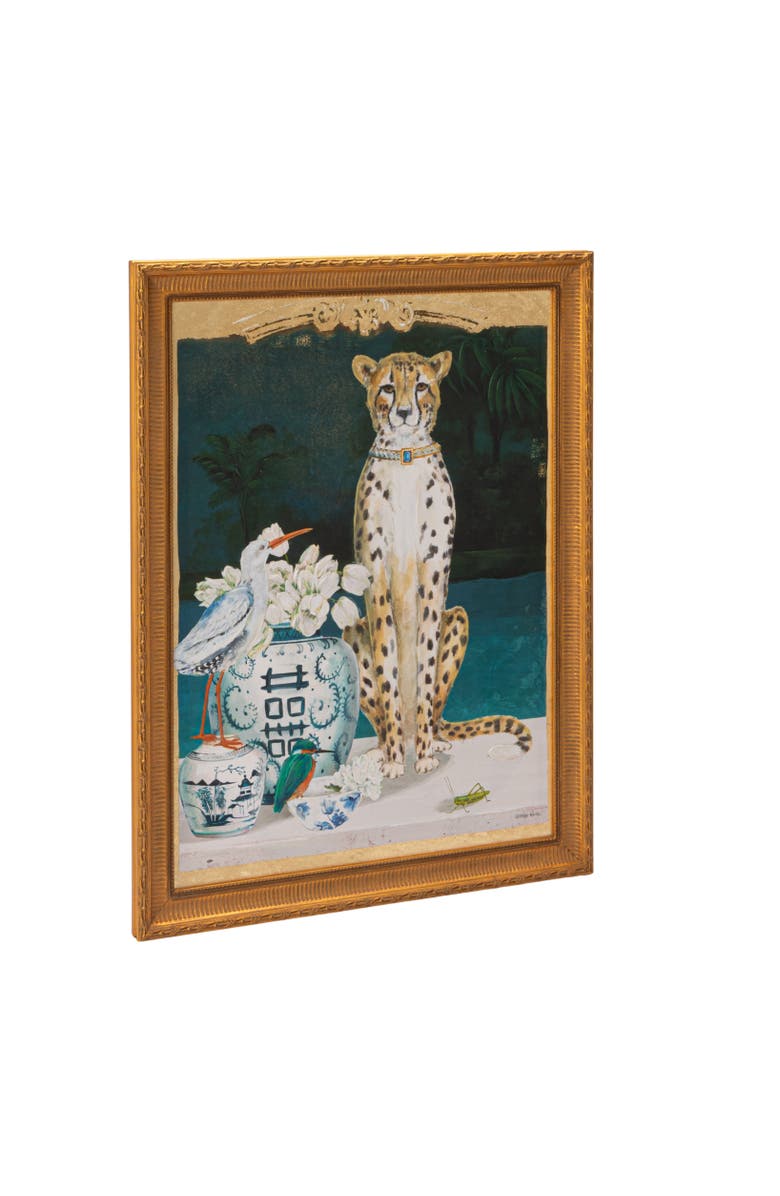 Storied Home Framed Canvas Wall Décor with Cheetah and Urn Image, Main, color, Gold