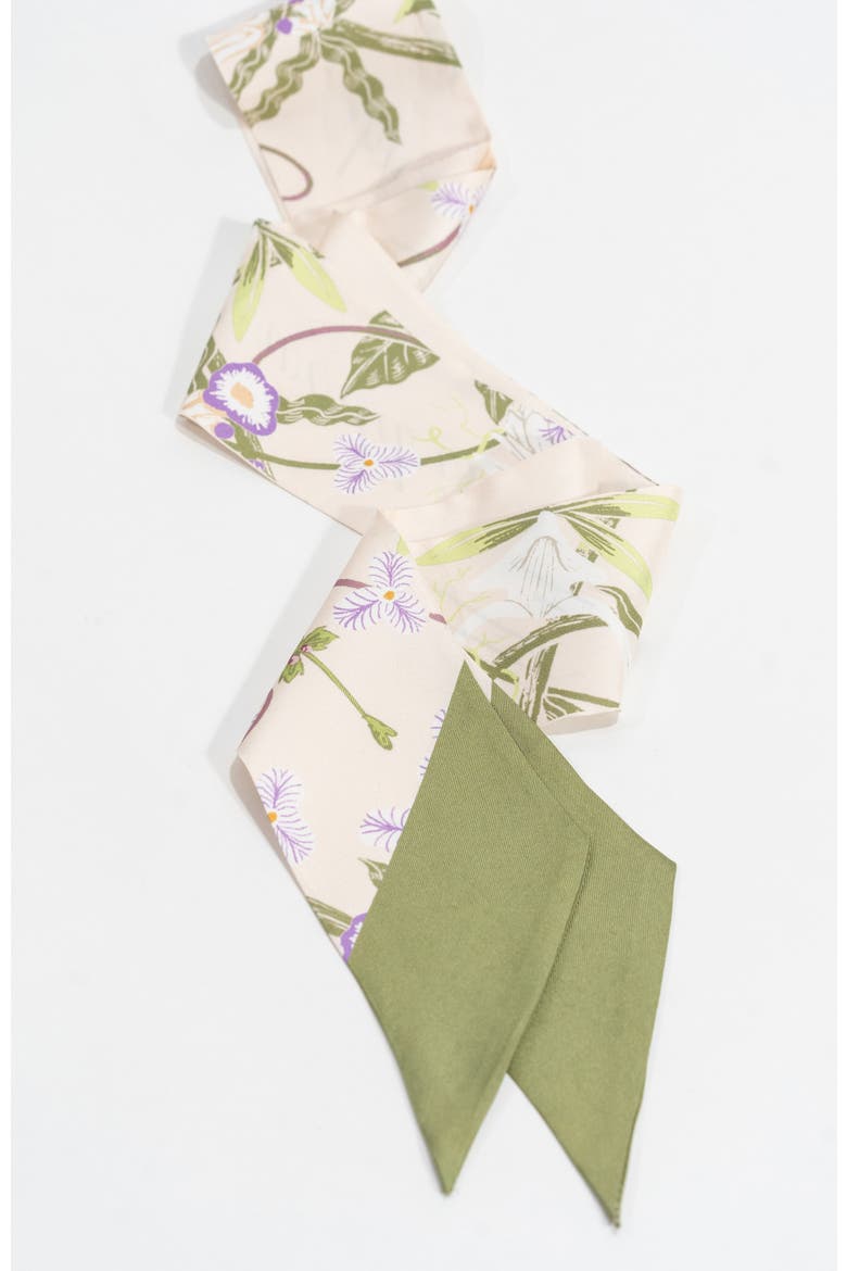 Cottage Vines Silk Twilly Scarf, Main, color, Green