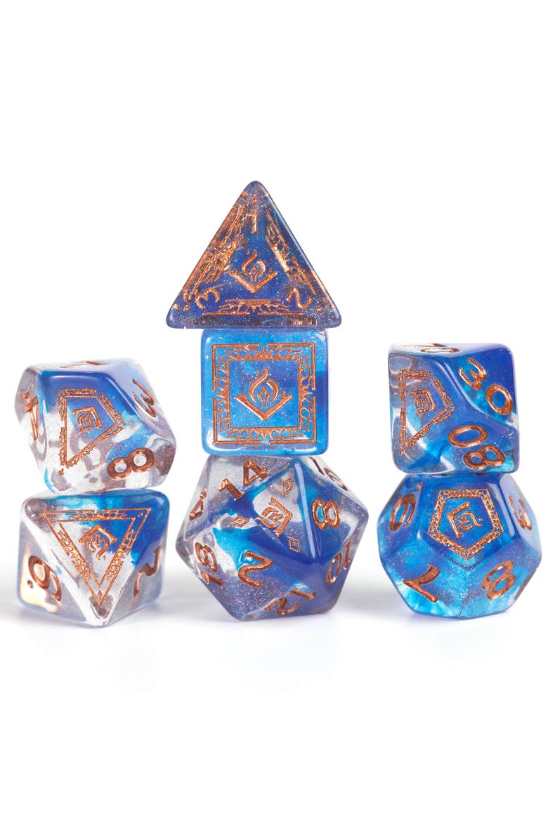 Dungeons & Dragons D&D Adventure Dice Wizard Blue, 16Pc Rpg Die Set, Alternate, color, Blue