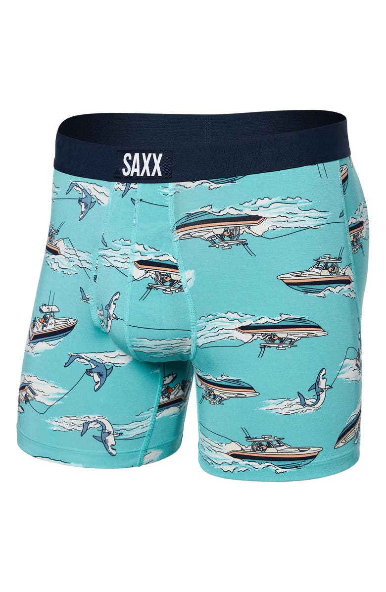 SAXX Ultra Super Soft Boxer Briefs, Alternate, color, Sharkski- Turquoise