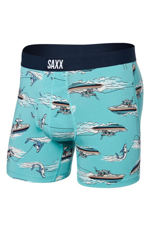 Saxx Ultra Supersoft Relaxed Fit Performance Boxer Briefs In Sharkski- Turquoise