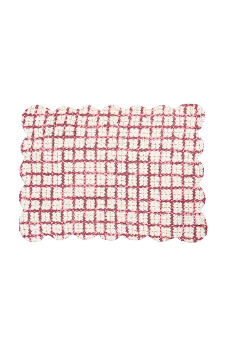 C&F Home Christmas Sprig Cardinal & Chickadee Birds Cotton Quilted Placemats, Set of 6, 13" x 19", Alternate, color, White