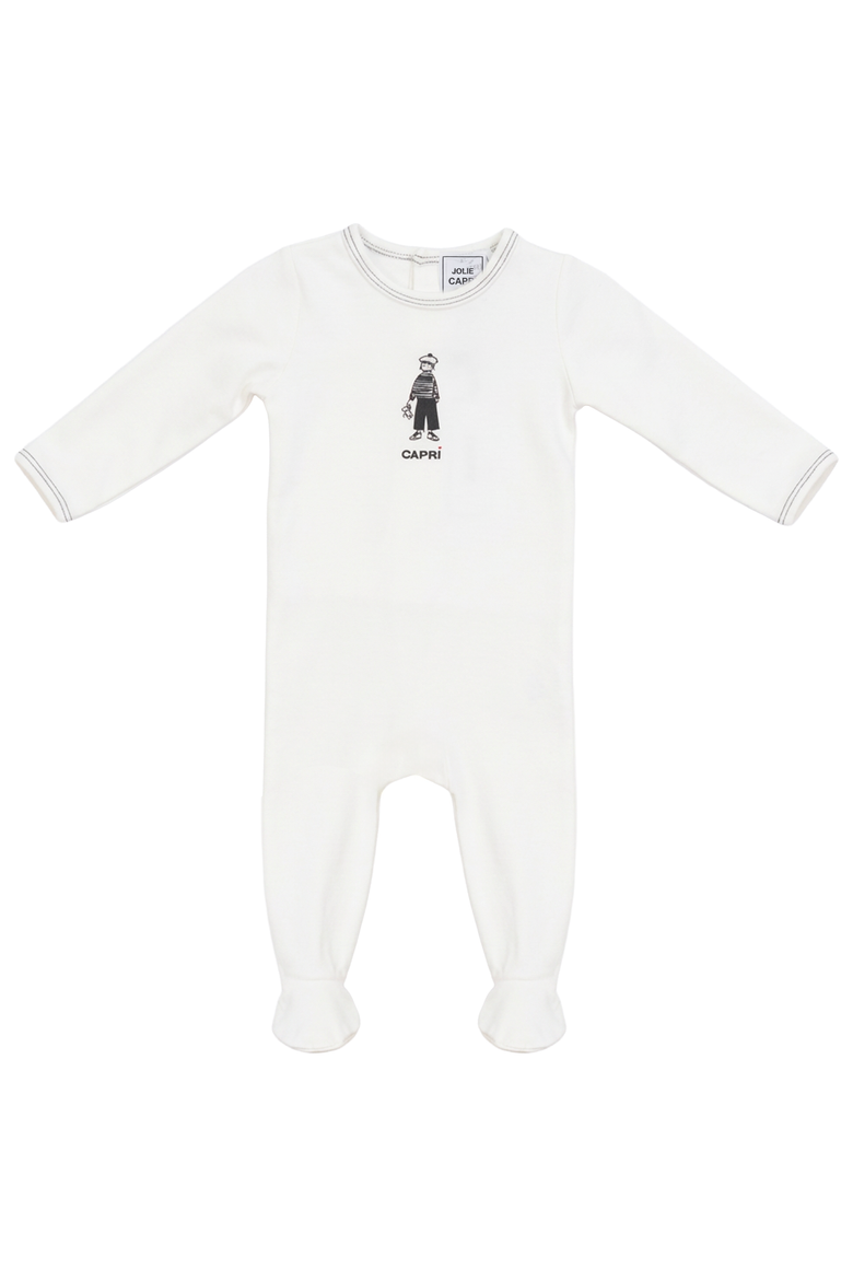 Capri Artwork Long Sleeve Footed Romper, Main, color, Cream