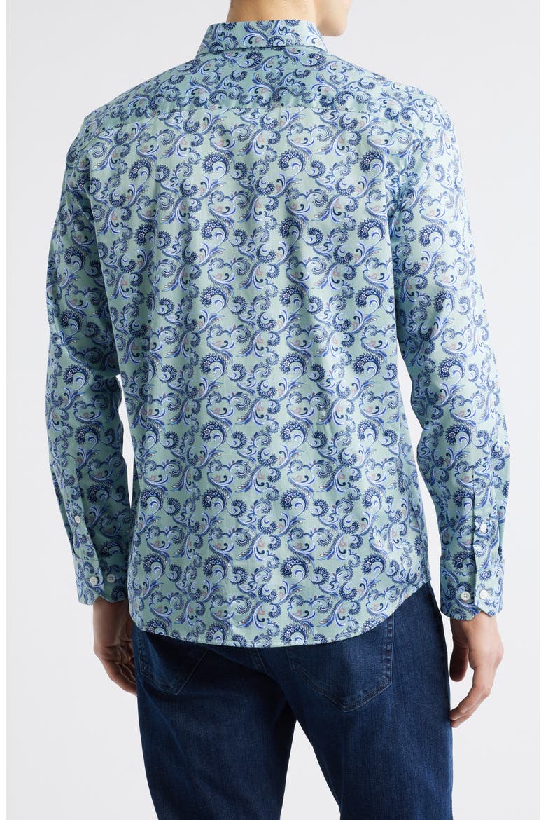 Check Paisley Button-Up Shirt, Alternate, color, SAGE/NAVY