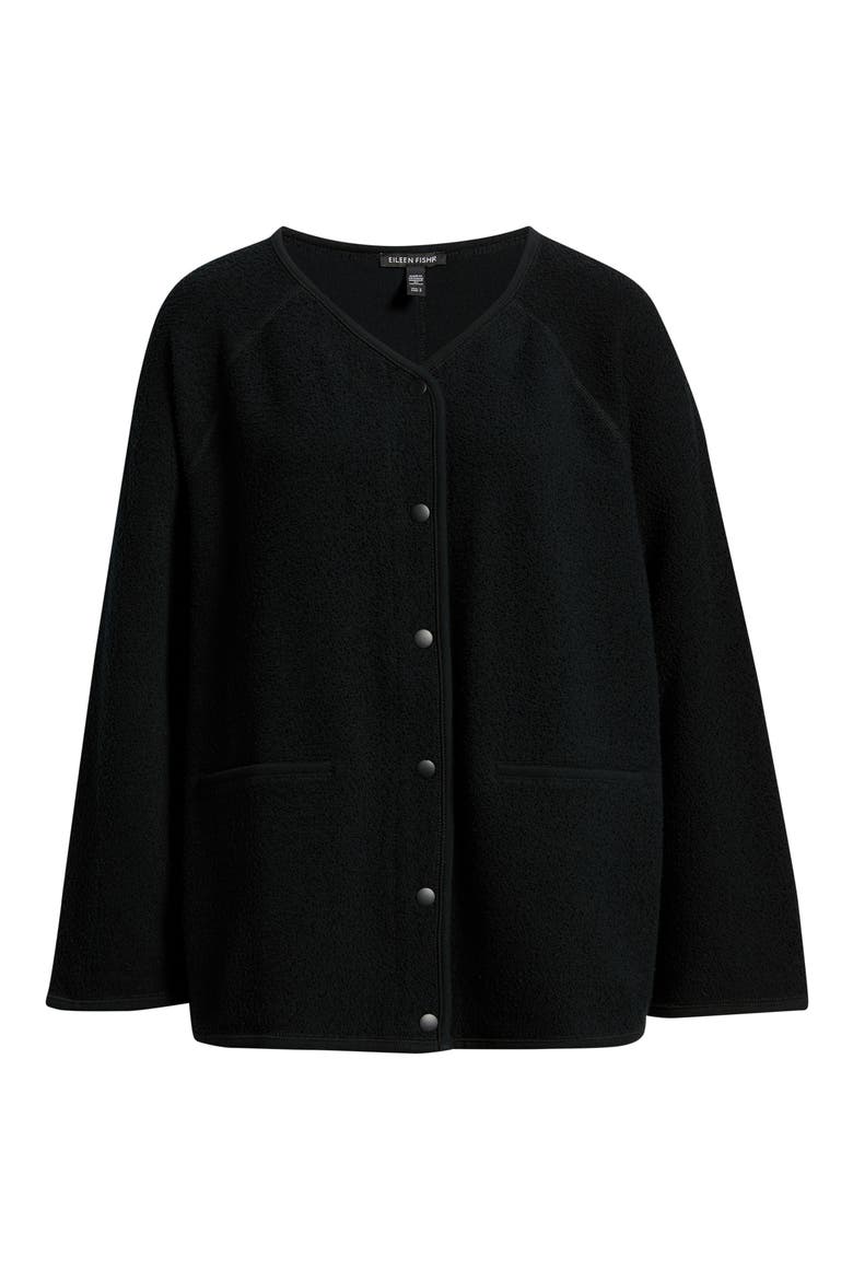 Bouclé Snap Front Jacket, Alternate, color, BLACK