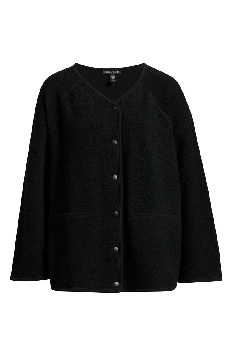 Eileen Fisher Bouclé Snap Front Jacket, Alternate, color, Black