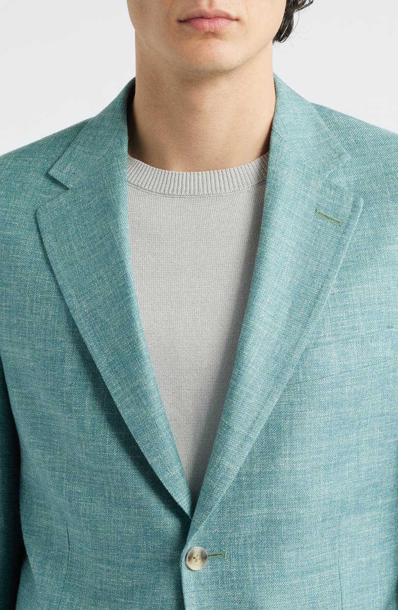 Peter Millar Hyperlight Soft Light Green Mélange Silk & Linen Blend Sport Coat, Alternate, color, Light Green