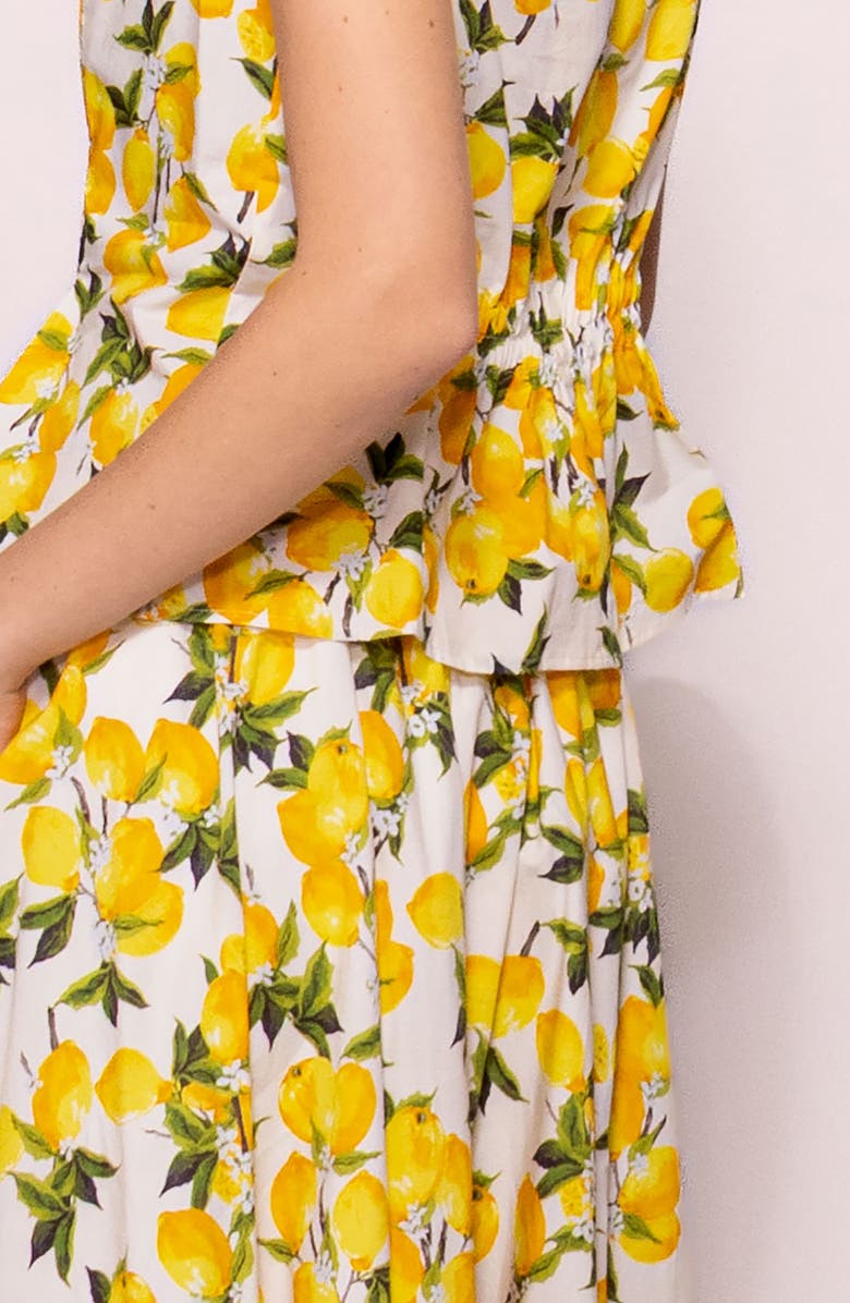 MELLODAY Lemon Sleeveless Poplin Top, Alternate, color, Lemon Print