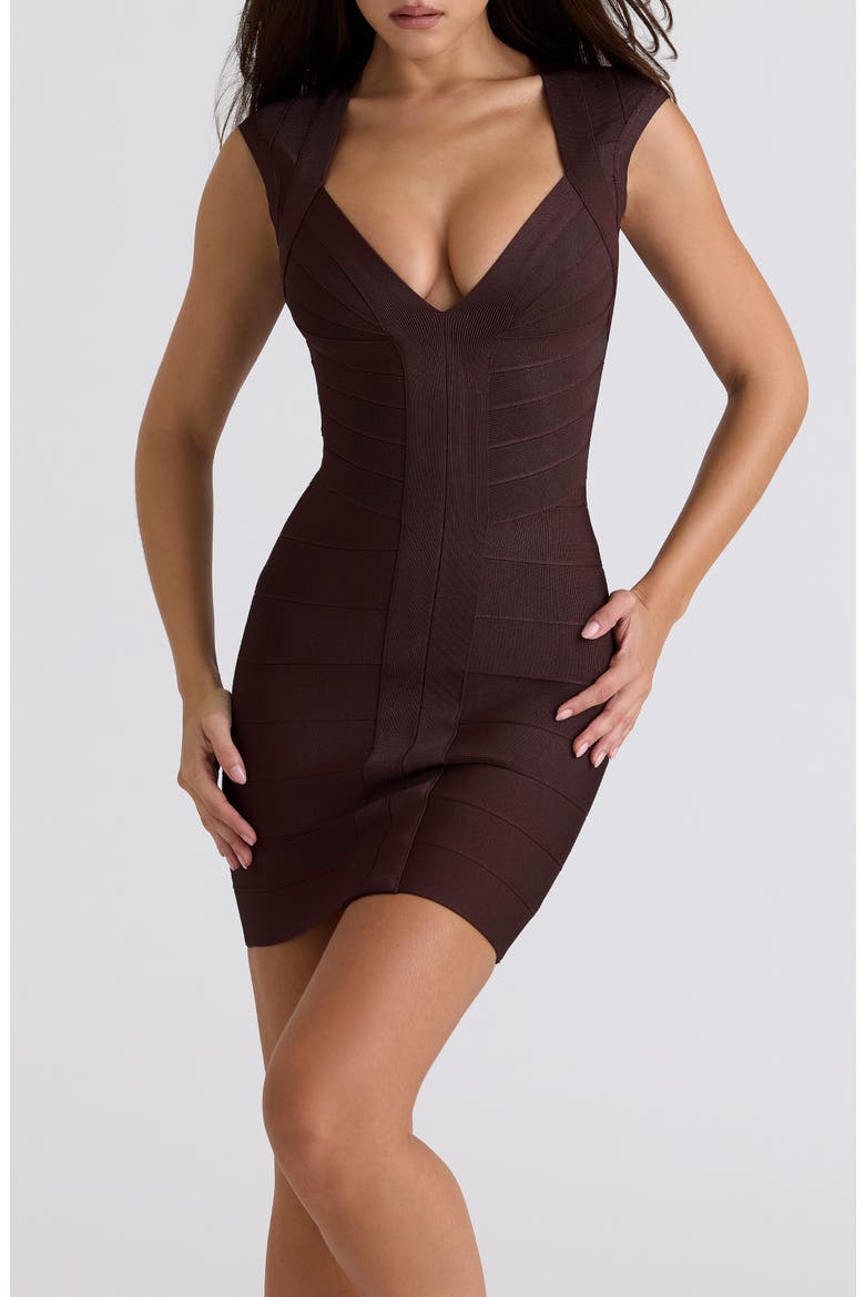 The Icon Bandage Minidress, Alternate, color, CHOCOLATE