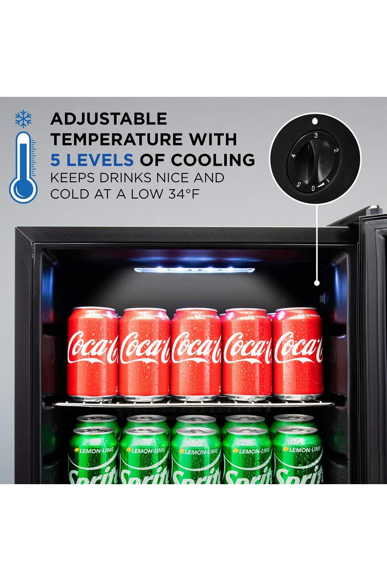 101 Can Beverage Refrigerator, Freestanding Mini Fridge with Glass Door, Alternate, color, Black