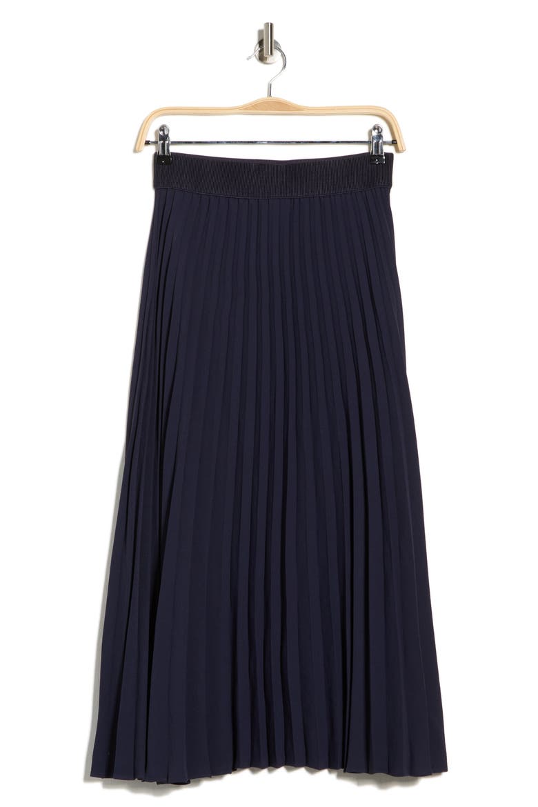 Pleated Midi Skirt, Alternate, color, NAVY NIGHT