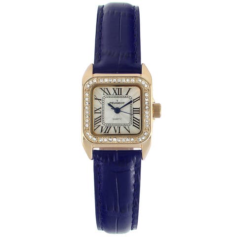 Status Square Crystal Bezel Leather Watch - 34x24MM