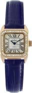 Peugeot Status Square Crystal Bezel Leather Watch - 34x24MM