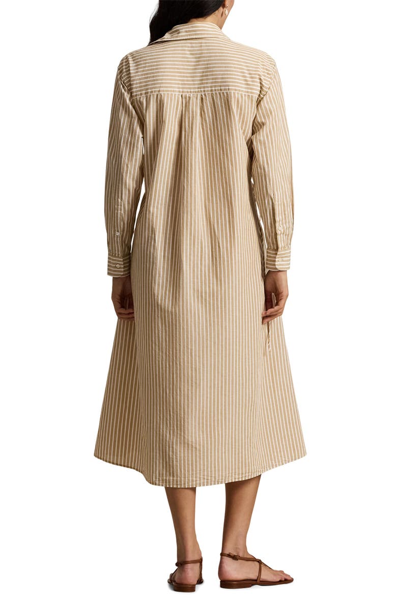 Polo Ralph Lauren Long Sleeve Stripe Shirtdress, Alternate, color, Classic Camel/ White