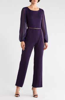 Chiffon Sleeve Belted Jumpsuit