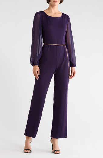 Chiffon Sleeve Belted Jumpsuit