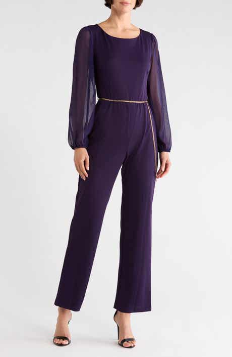 Chiffon Sleeve Belted Jumpsuit