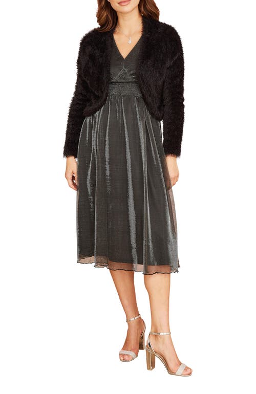 Yumi Eyelash Knit Bolero In Black