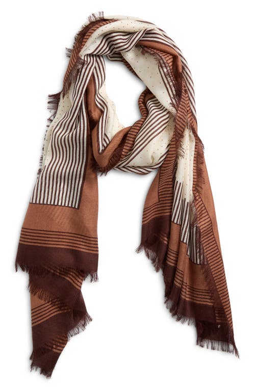 Nordstrom Cashmere & Silk Eyelash Fringe Scarf In Ivory Curvilinear Collage