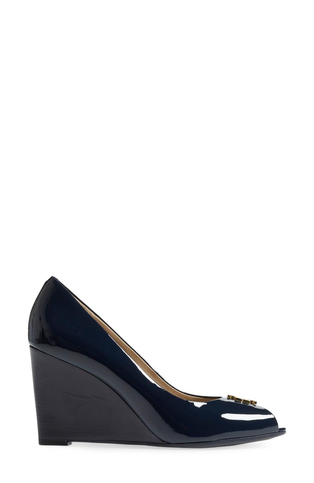 Tory Burch 'Jade' Peep Toe Wedge, Alternate, color, 