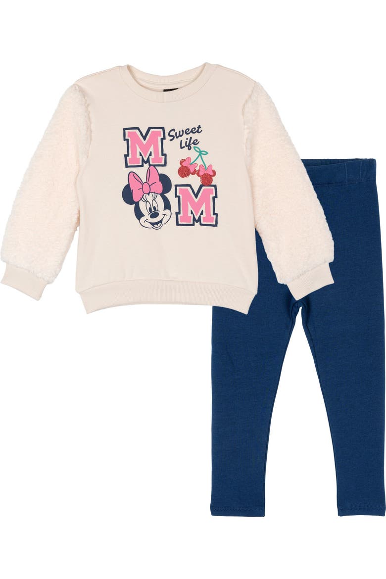 Minnie Mouse 2-Piece Fleece Sweatshirt and Leggings Set, Main, color, Minnie Mouse Navy