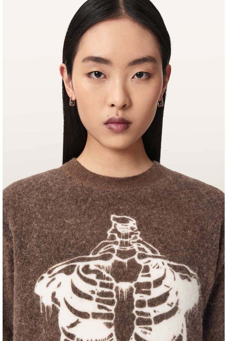 Ribspill Crewneck Sweater, Alternate, color, HOT CHOC BROWN