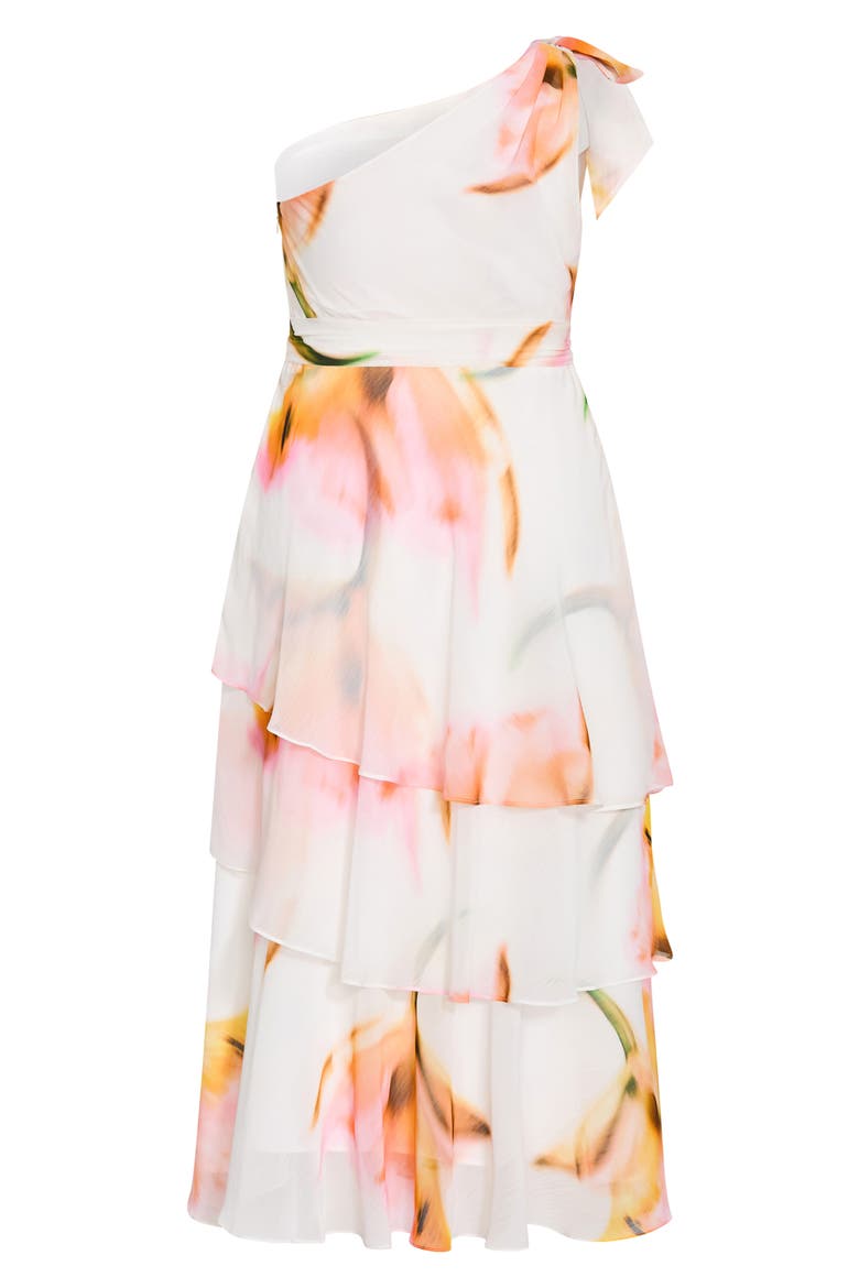 Metallic One-Shoulder Tiered Dress, Alternate, color, SUMMER FLEUR
