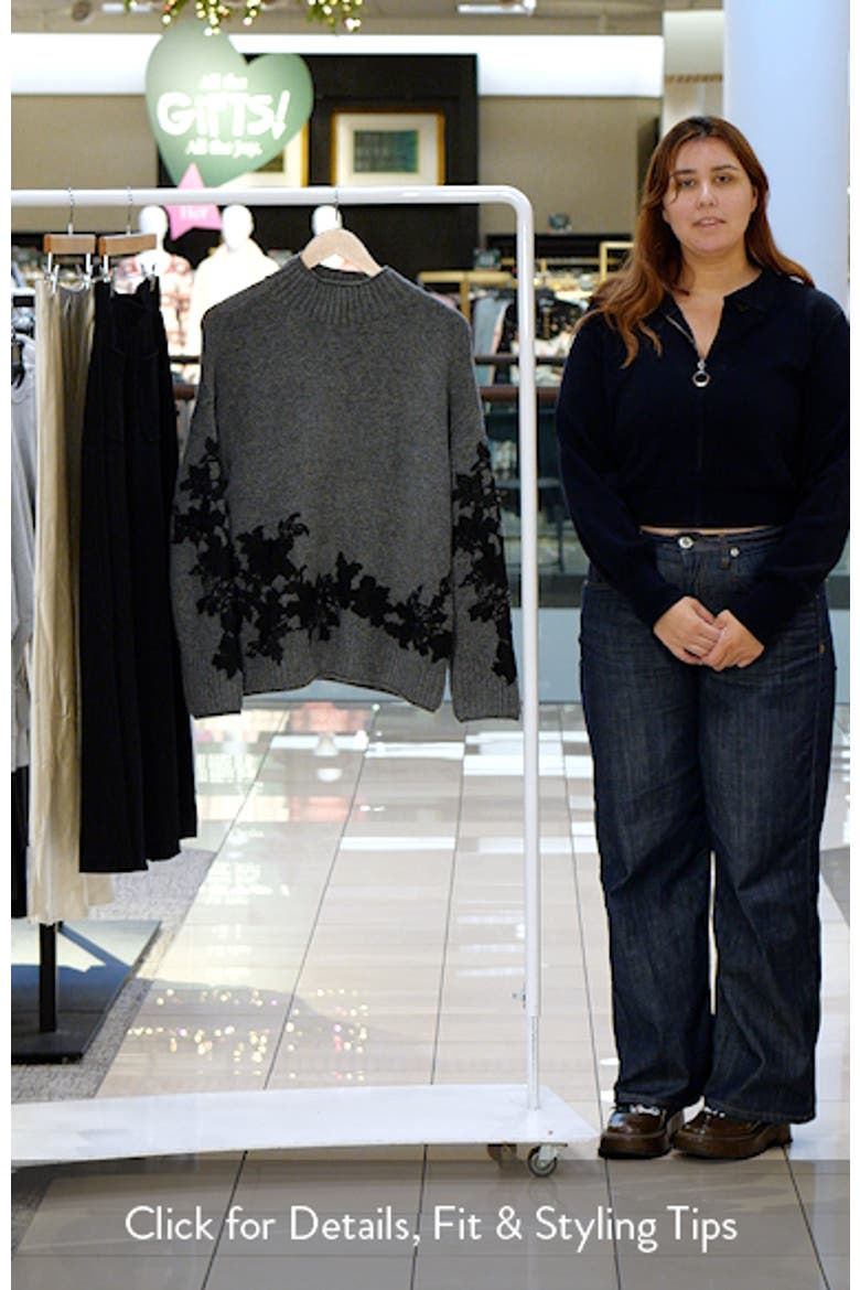 Floral Appliqué Mock Neck Sweater video