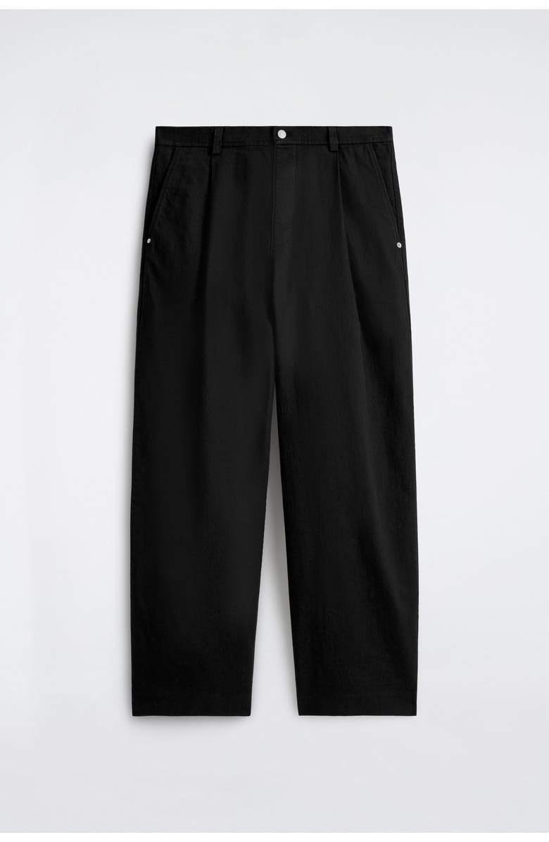 COS Pleated Wide-Leg Denim Pants, Alternate, color, Charcoal